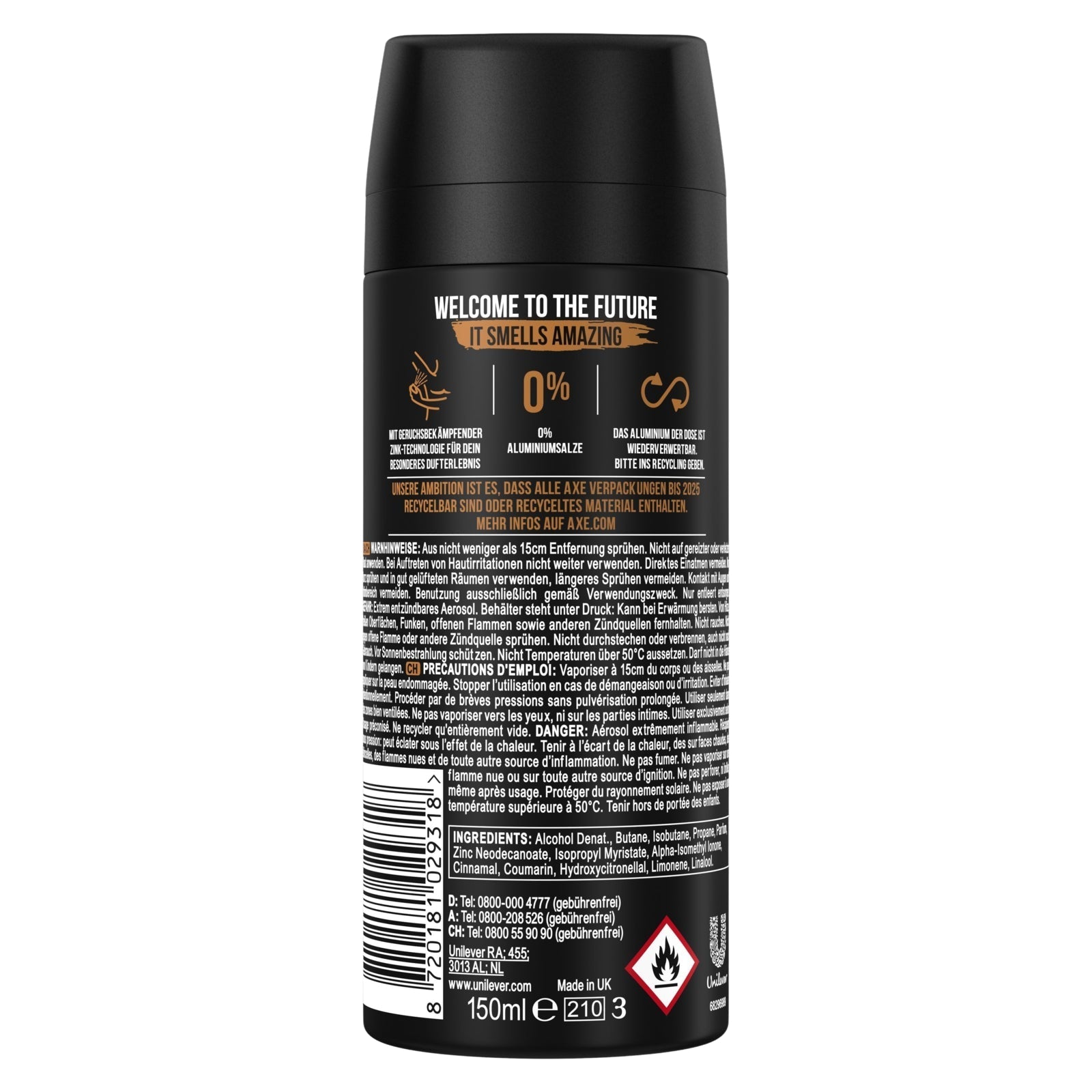 Axe Bodyspray Collision Leather & Cookies ohne Aluminiumsalze 150 ml