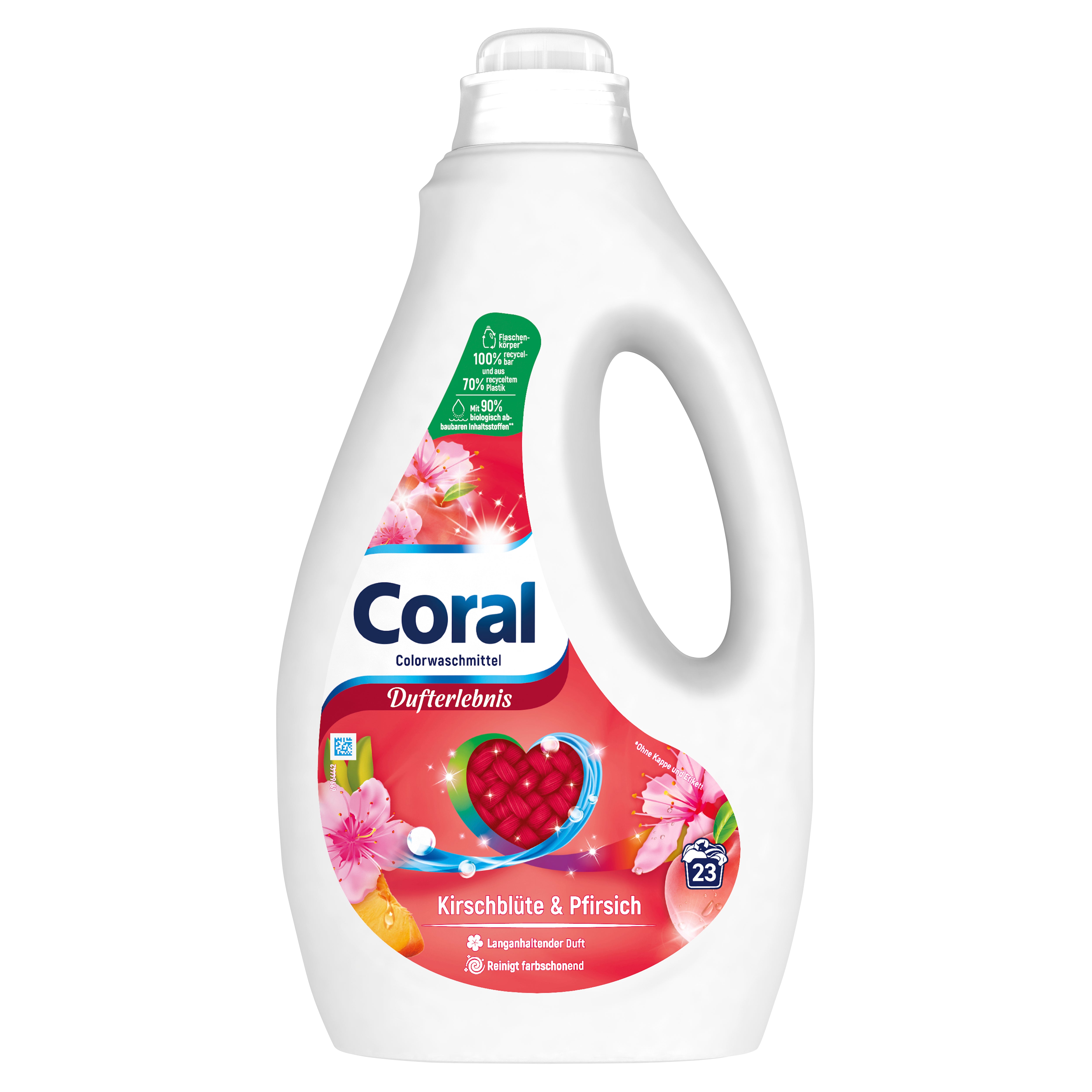 Coral Dufterlebnis Colorwaschmittel Kirschblüte & Pfirsich Flüssigwaschmittel für bunte Wäsche mit langanhaltendem Duft 23 WL 1,15 Liter