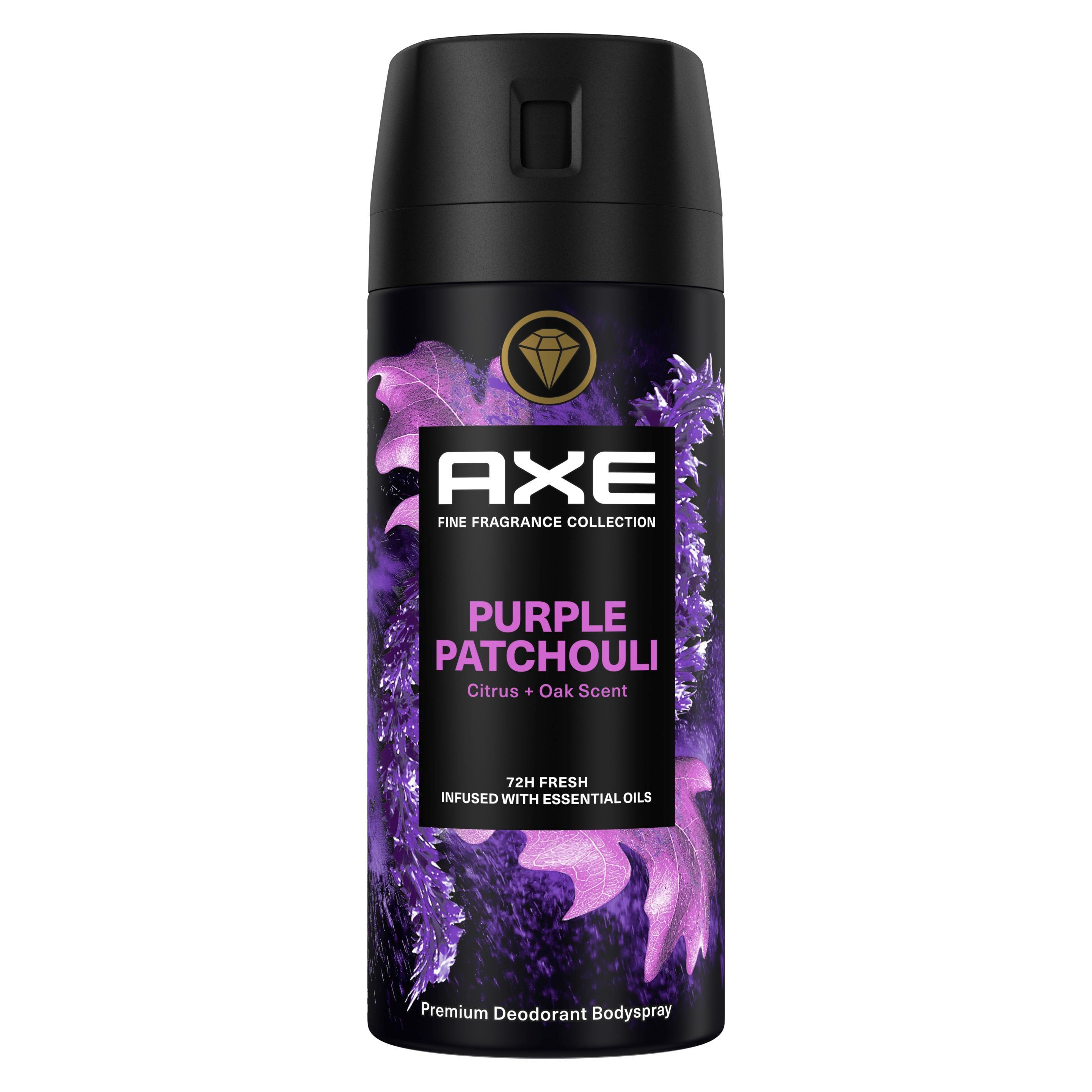 Axe Fine Fragrance Collection Premium Bodyspray Purple Patchouli Deo ohne Aluminium für 72 Stunden Frische 150 ml