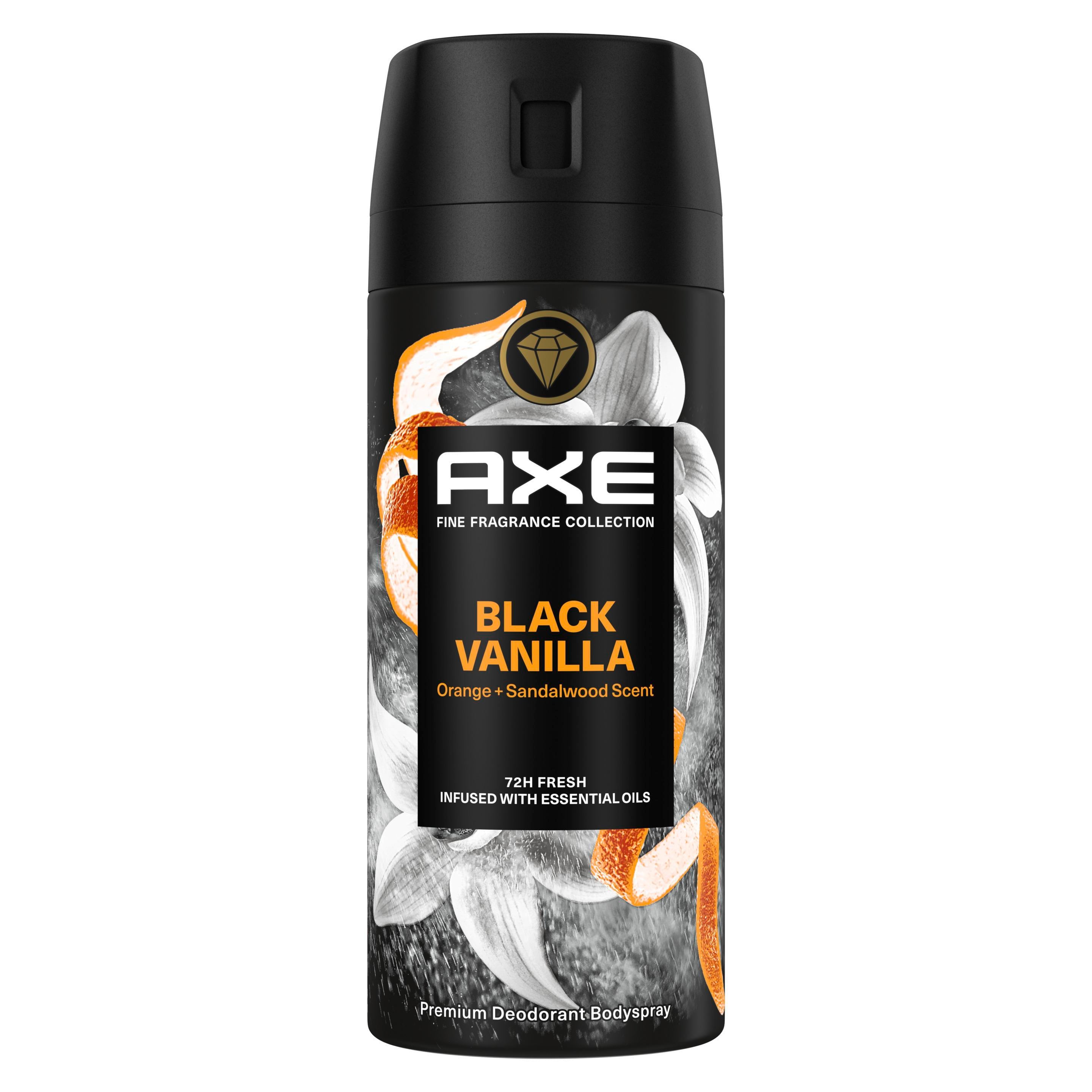 Axe Fine Fragrance Collection Premium Bodyspray Black Vanilla Deo ohne Aluminium für 72 Stunden Frische 150 ml