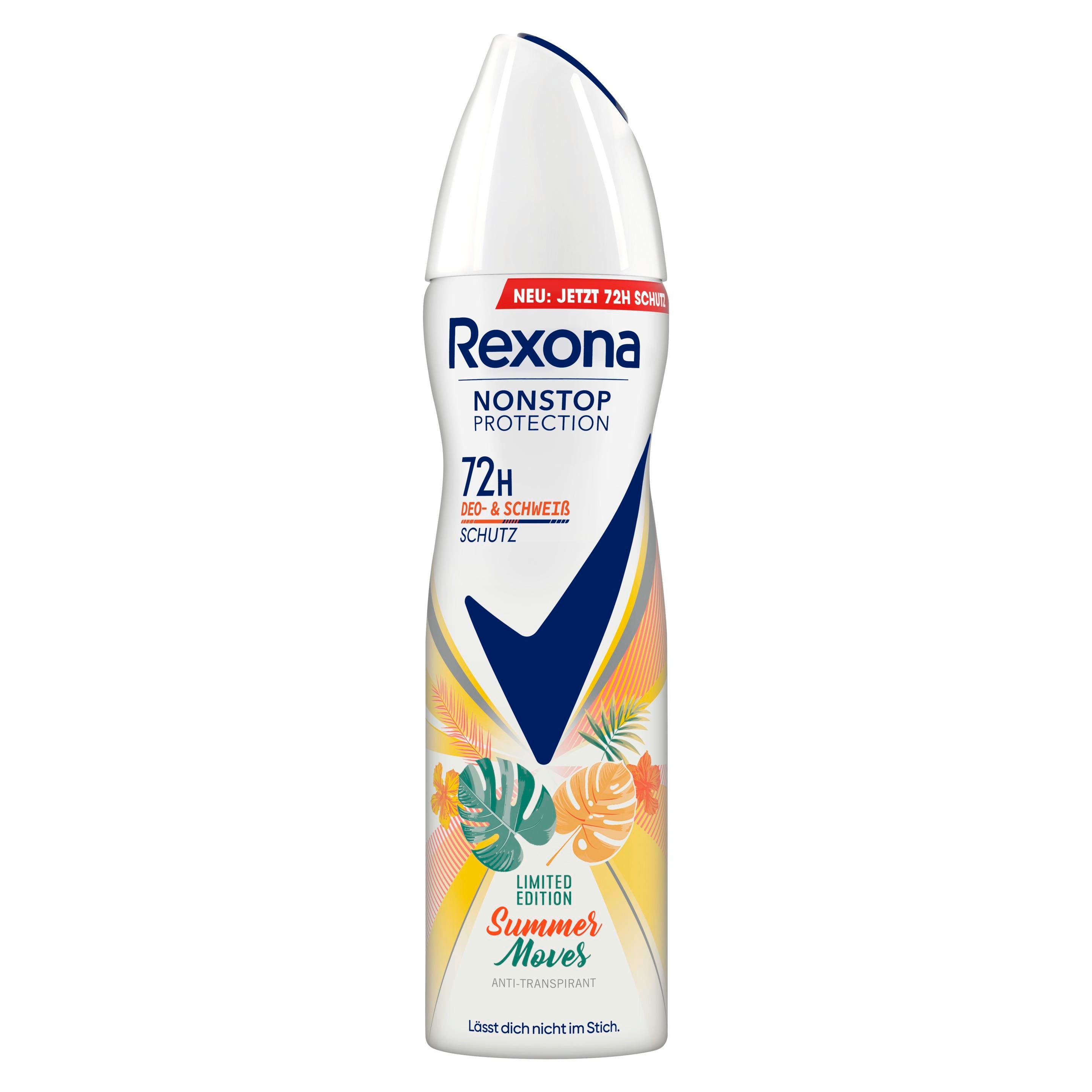 Rexona Nonstop Protection Deospray Summer Moves Limited Edition Antitranspirant mit 72 Stunden Schutz vor Schweiß und Körpergeruch 150 ml
