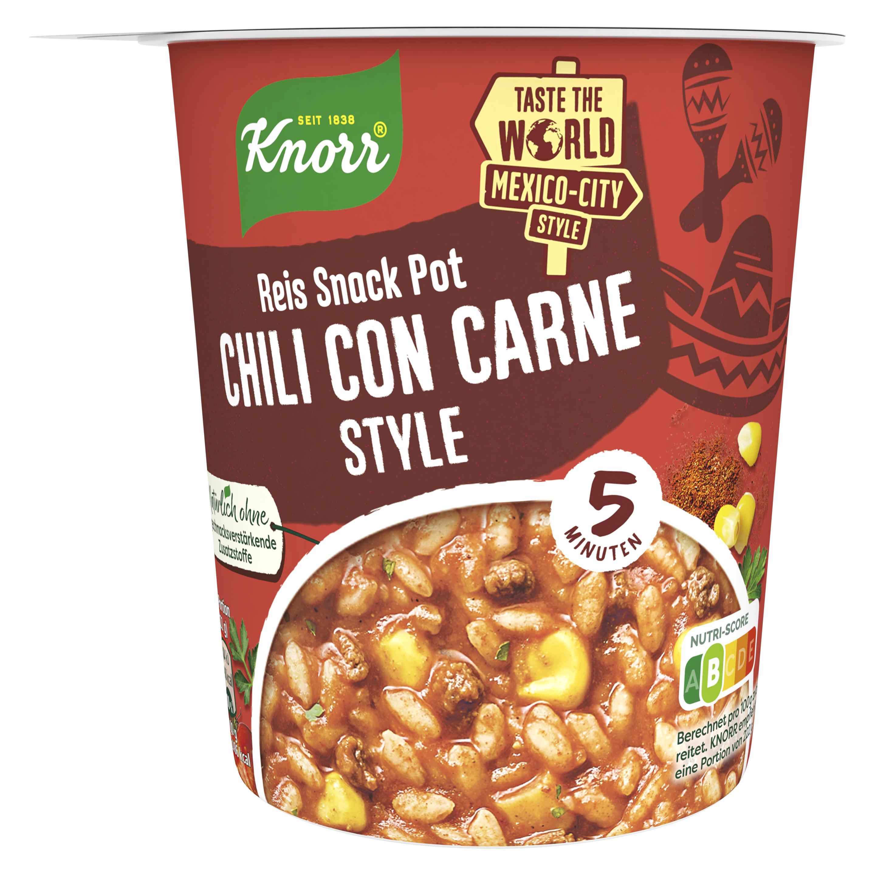 Knorr Taste the World Reis Snack Chili Con Carne Style 57g Becher