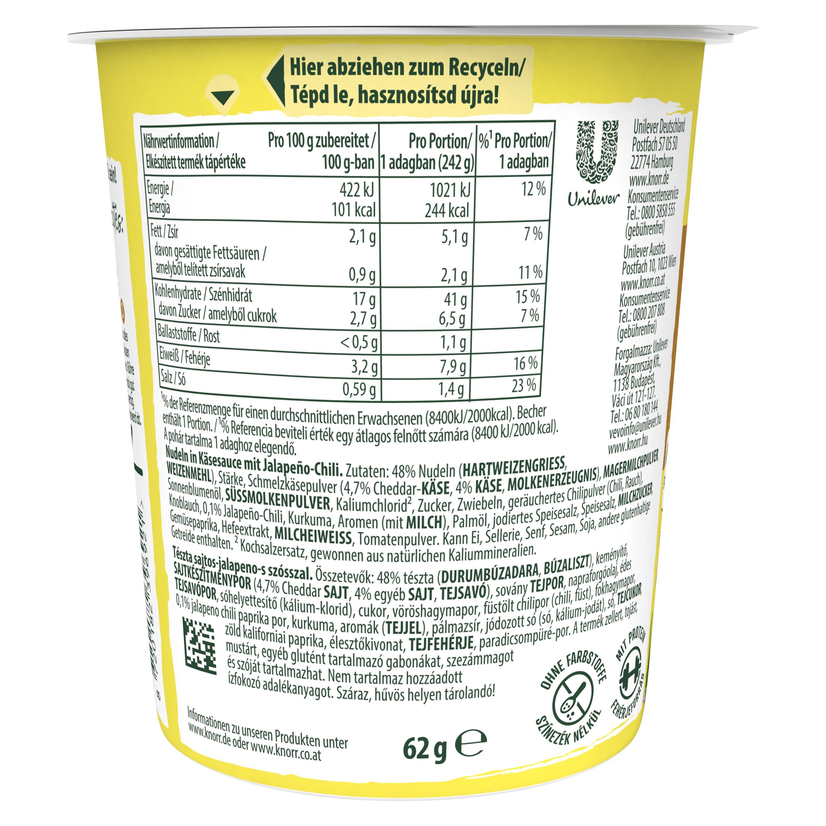 Knorr Taste the World Mac&Cheese Jalapeno 62g Becher