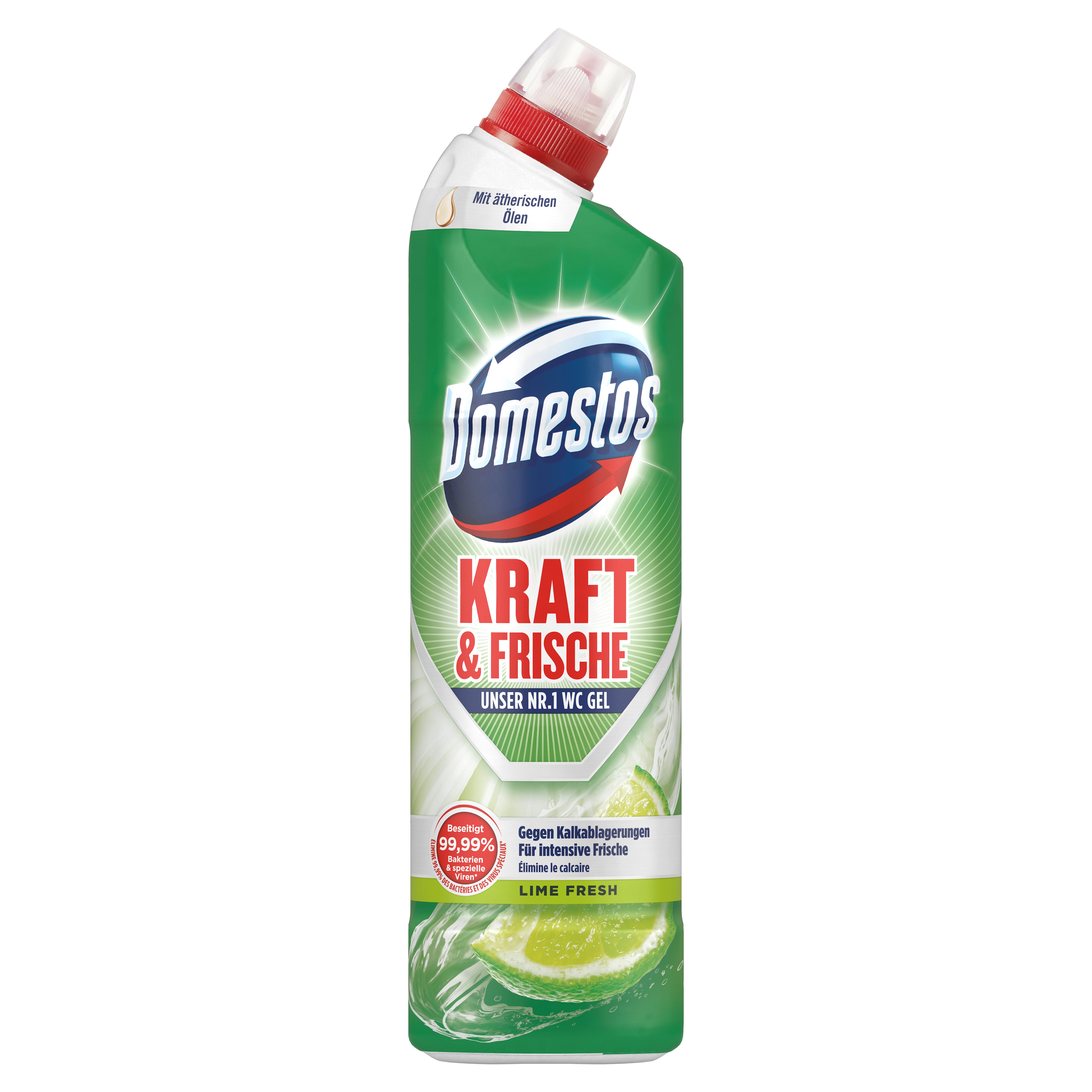Domestos  WC Gel Reinigungsmittel mit frischem Limetten-Duft Lime Fresh für hygienische Sauberkeit 750 ml 1 Stück
