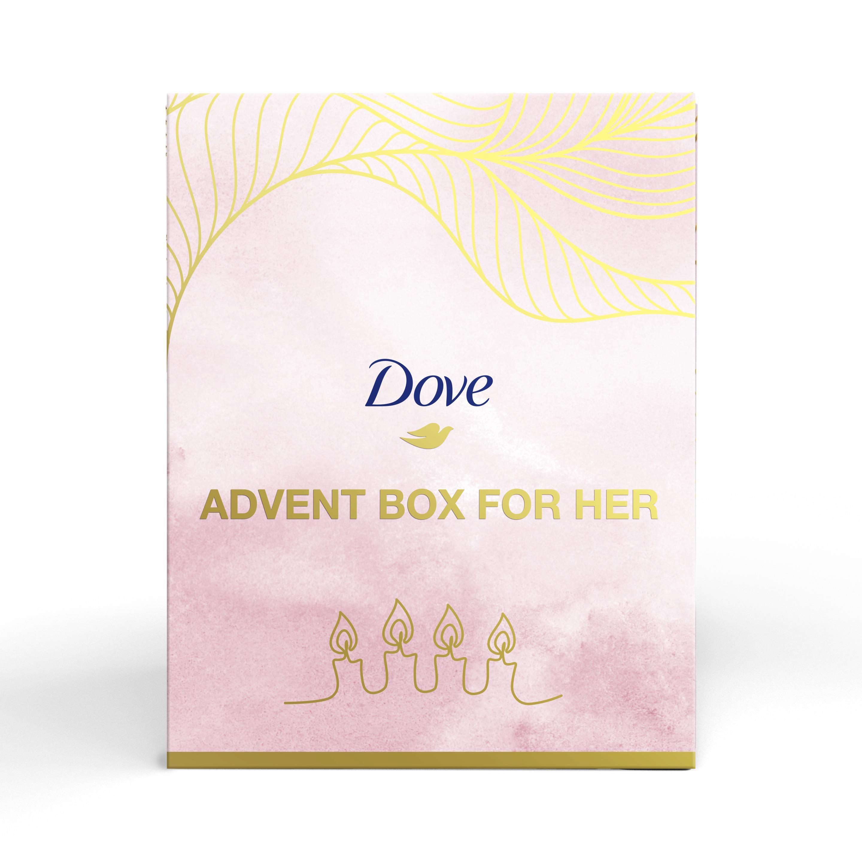 Dove Adventskalender mit 4 Türchen, 4 hochwertige Dove Produkte & Accessoire, 1 für jeden Adventssonntag, Weihnachten Geschenk für Sie, Frauen Beauty Kalender