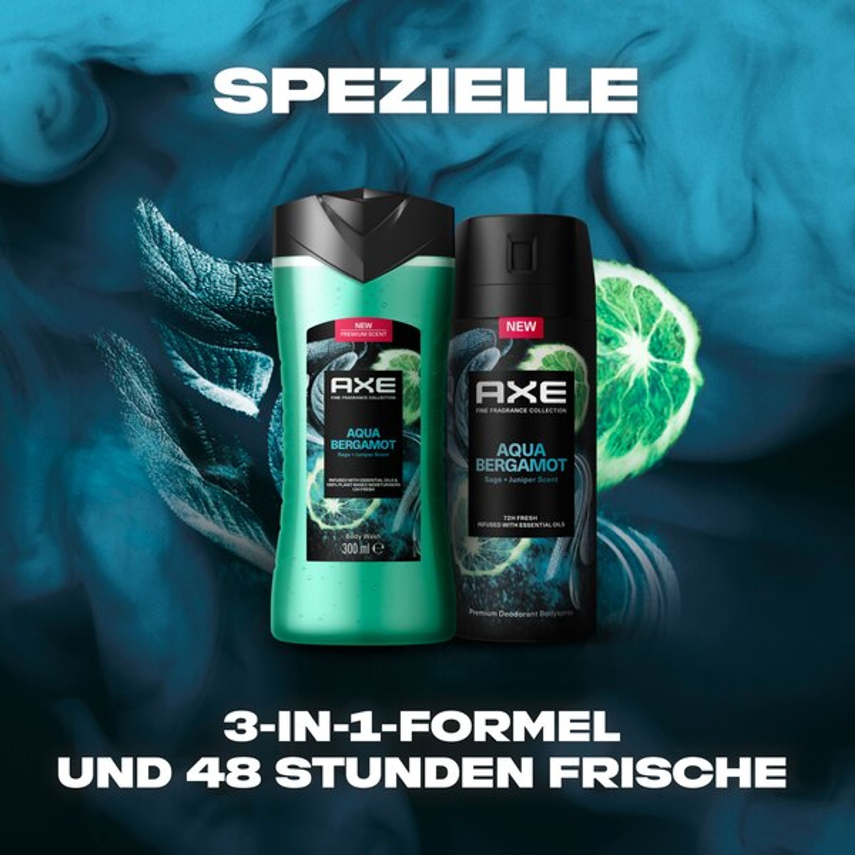 Axe Fine Fragrance Geschenkset "Aqua Bergamot" Pflegeset mit Bodyspray und Duschgel (150 ml + 300 ml)