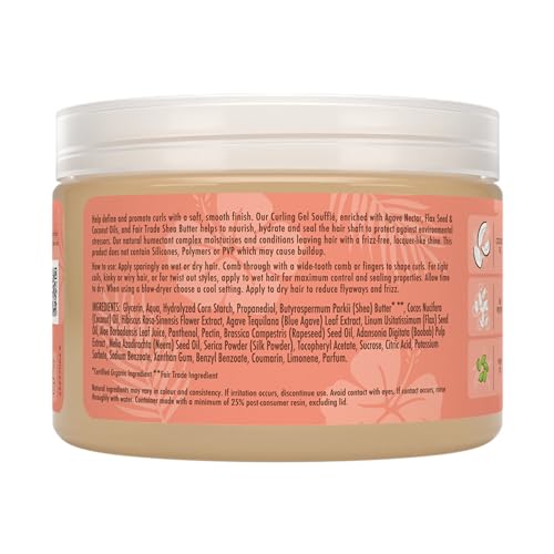 SheaMoisture Coconut & Hibiscus Curl & Shine Shampoo, Conditioner & Curling Gel Soufflé - 3-teiliges Set