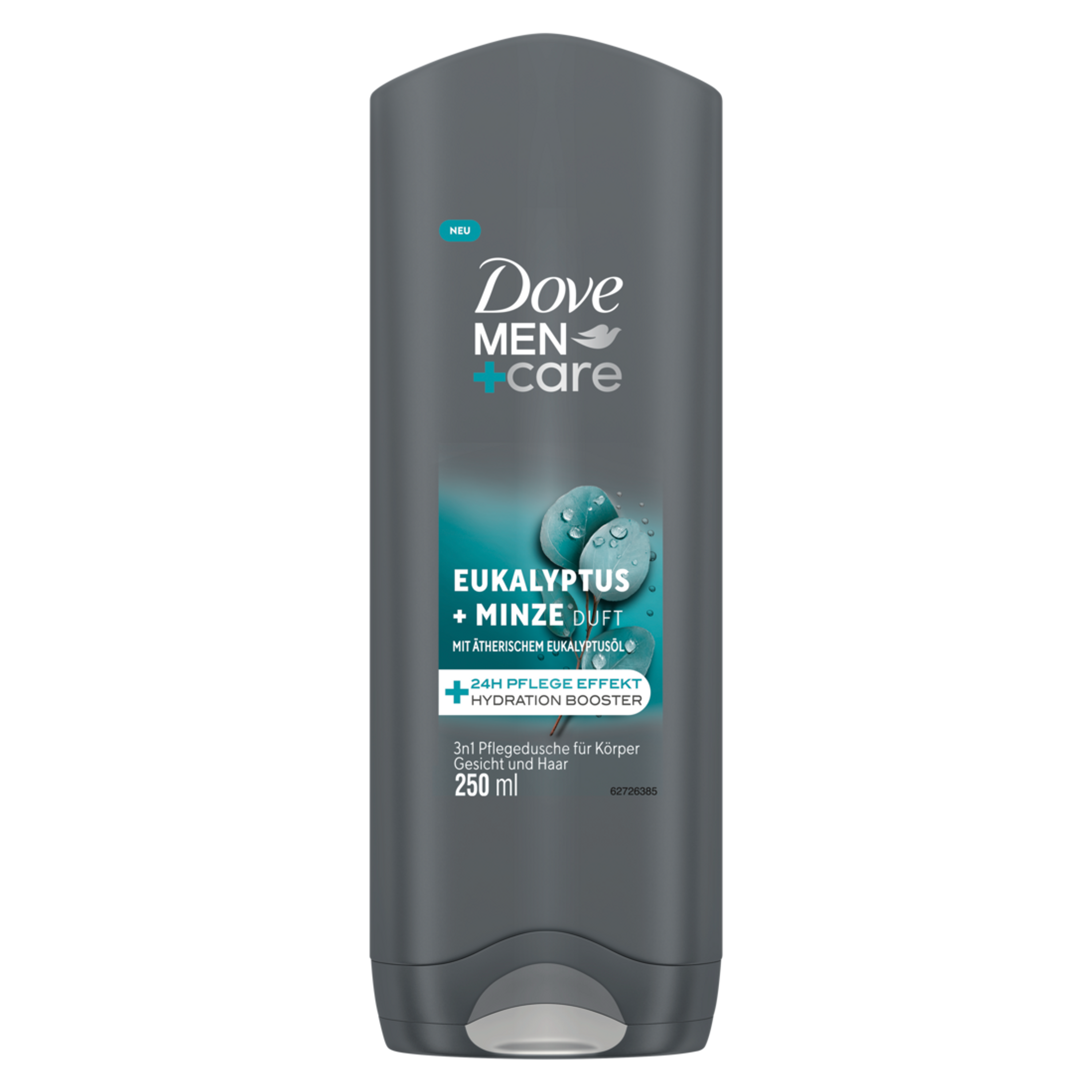 Dove Men+Care  3-in-1 Duschgel Eukalyptus + Minze Duschbad für Körper, Gesicht und Haar mit 24 Stunden Pflege Effekt 250 ml