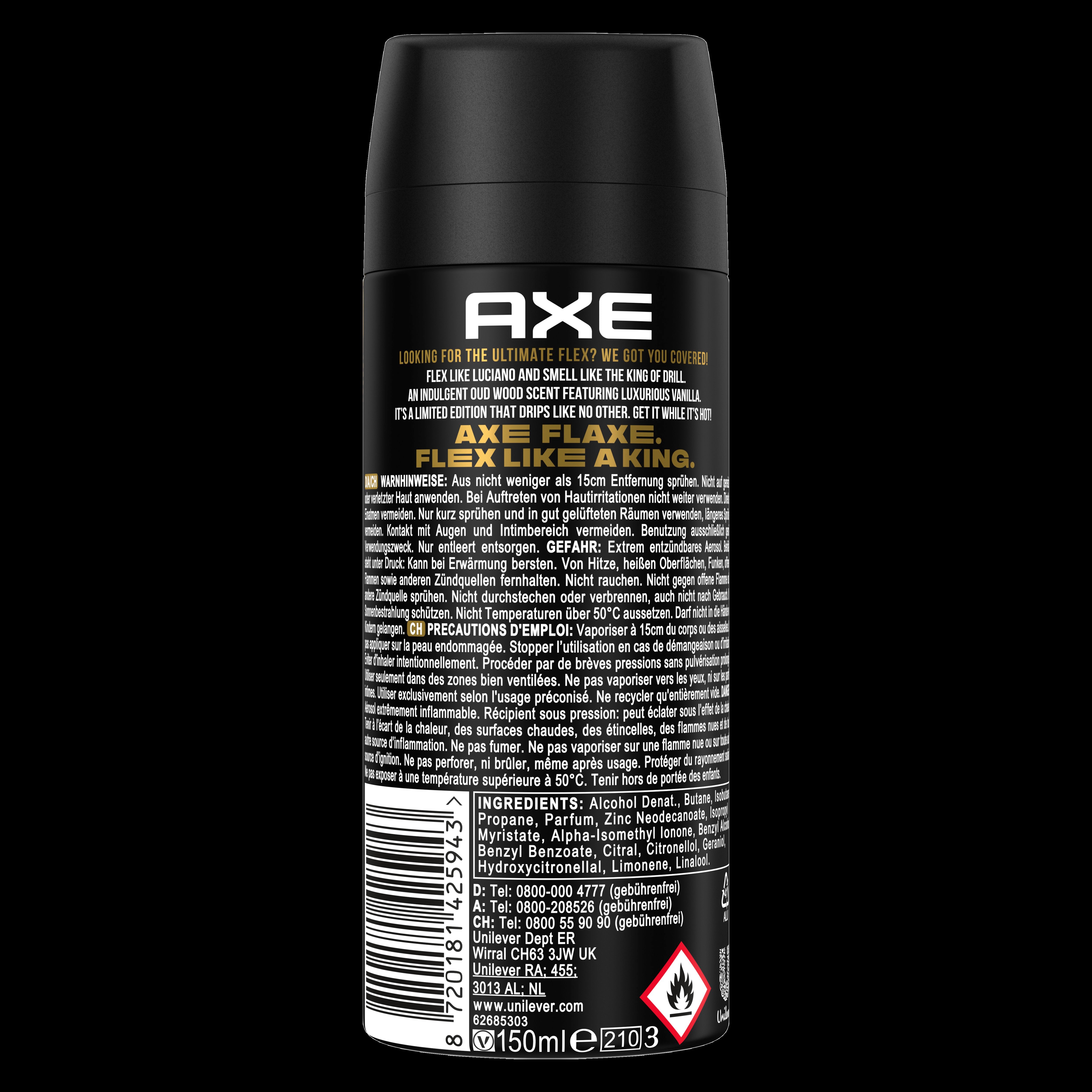 Axe Bodyspray Flaxe Limited Edition Deo ohne Aluminium für 48 Stunden effektiven Schutz vor Körpergeruch 150 ml