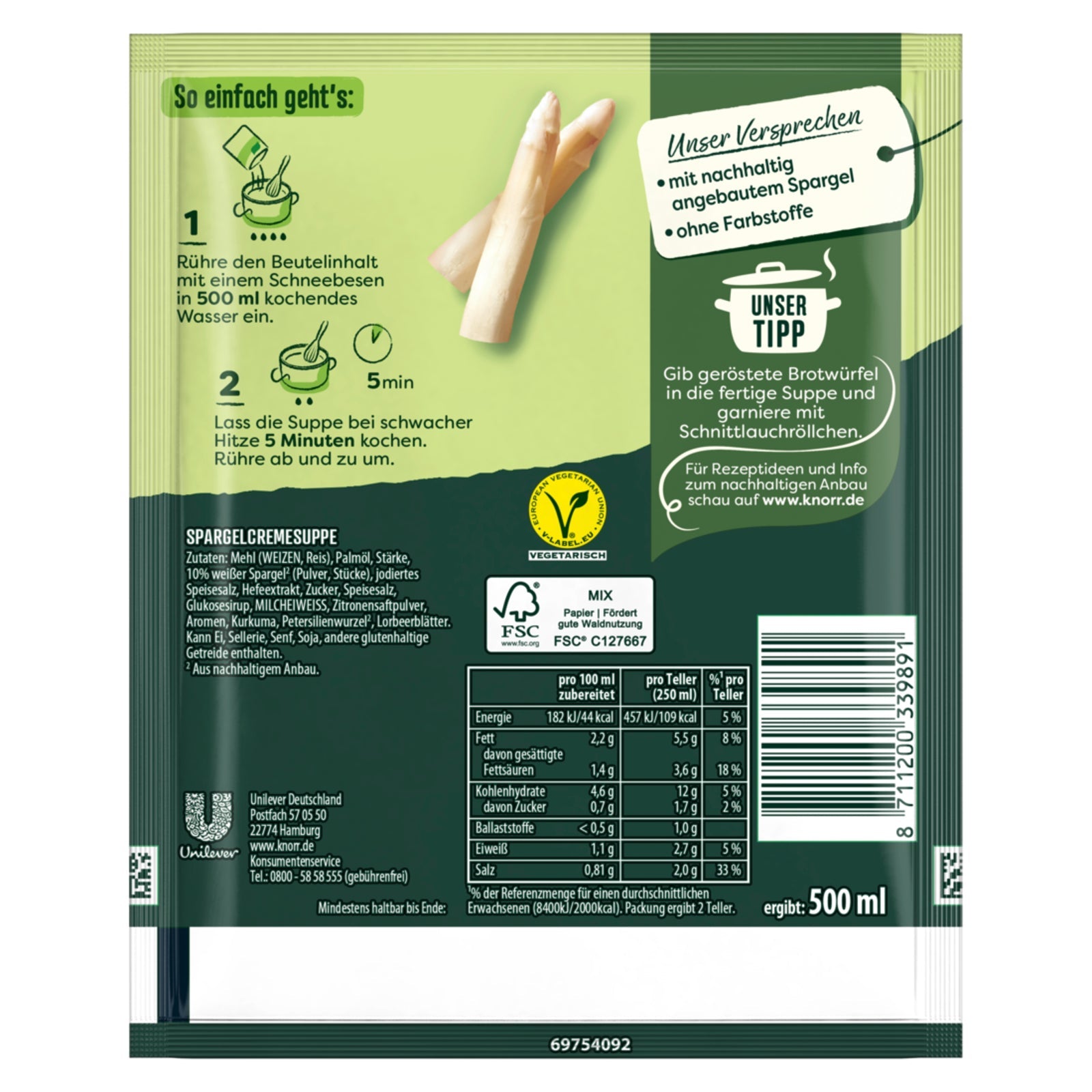Knorr Feinschmecker Spargel Cremesuppe: besonders cremige Spargelsuppe aus weißem Spargel