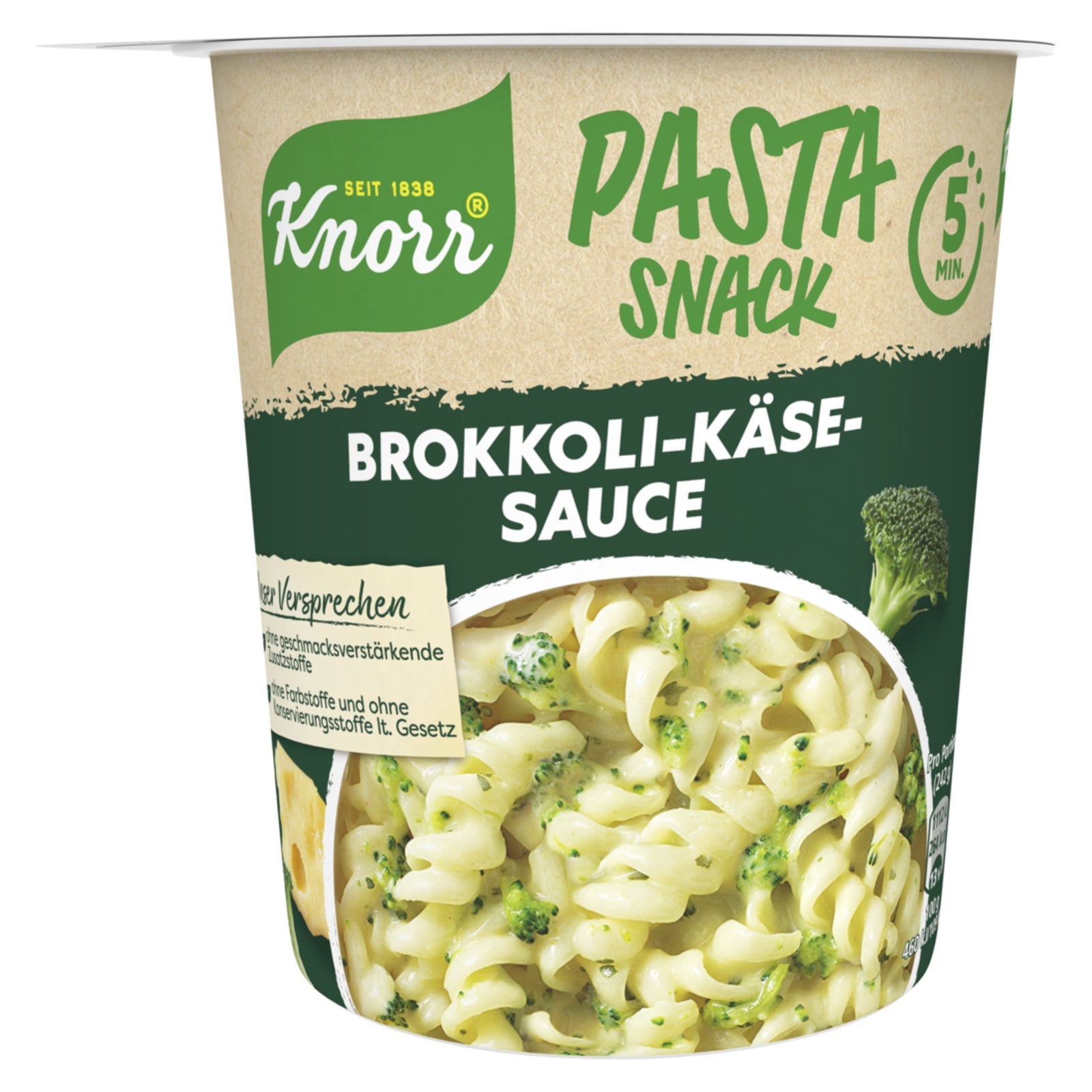Knorr Pasta Snack Brokkoli-Käse-Soße leckere Instant Nudeln fertig in nur 5 Minuten 62 g