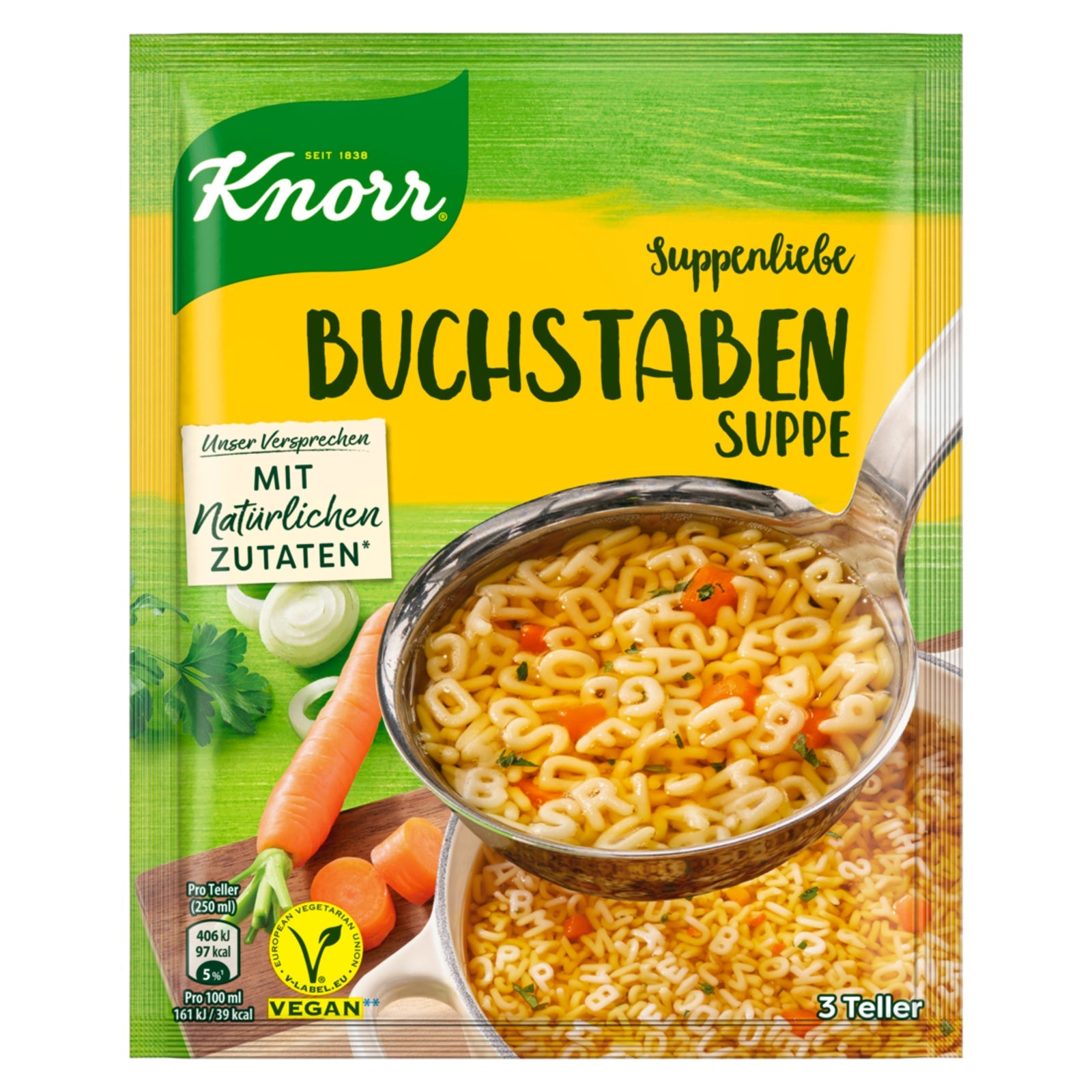 Knorr  Suppenliebe Buchstaben Suppe leckere Nudelsuppe mit natürlichen Zutaten 82 g