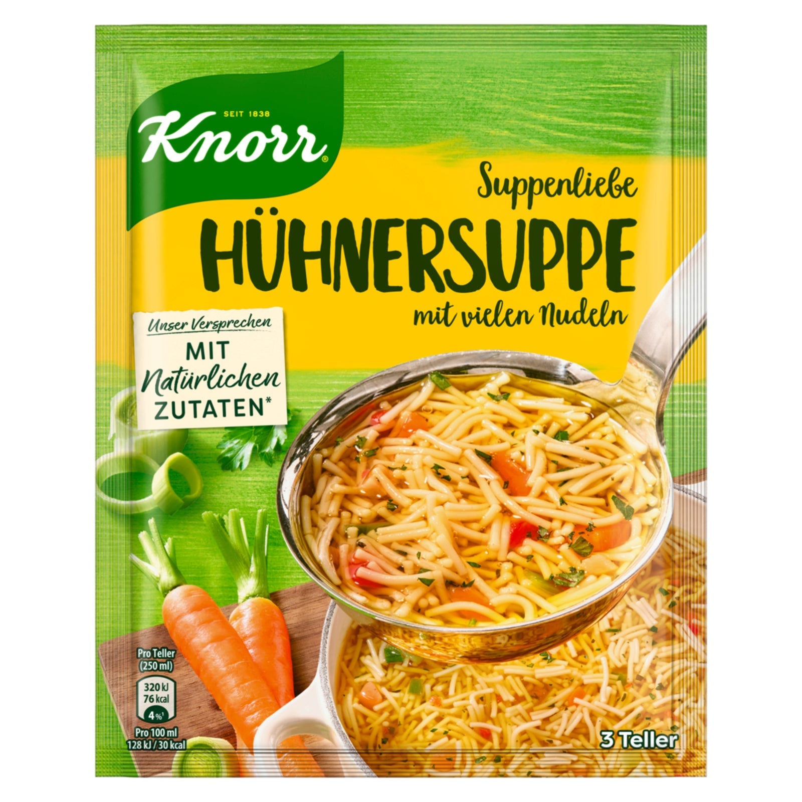 Knorr Suppenliebe Hühnersuppe leckere Nudelsuppe mit natürlichen Zutaten 69 g