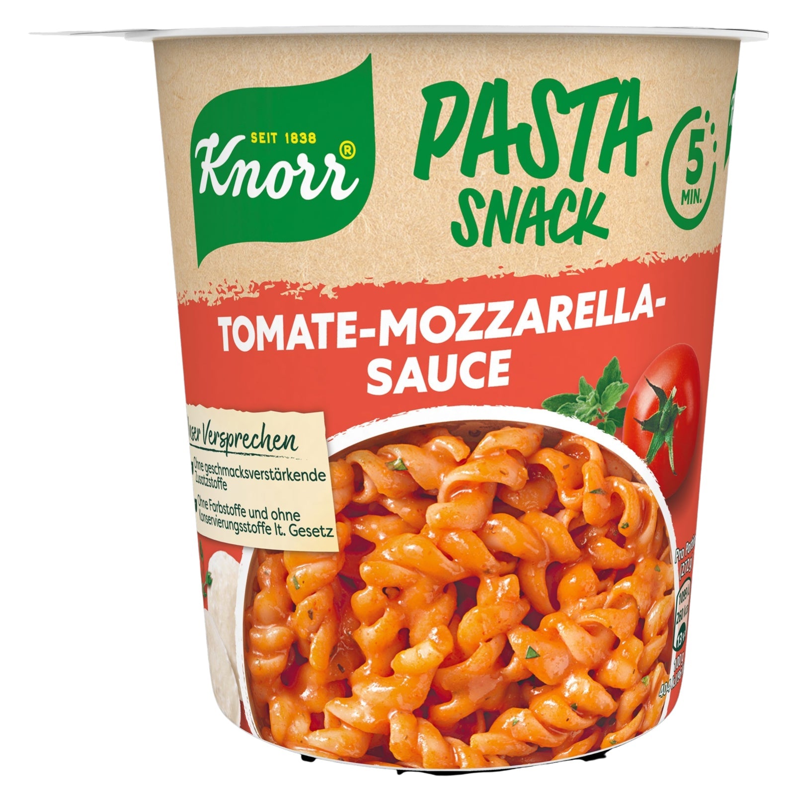 Pasta Snack-Becher Tomate-Mozzarella-Sauce 72g