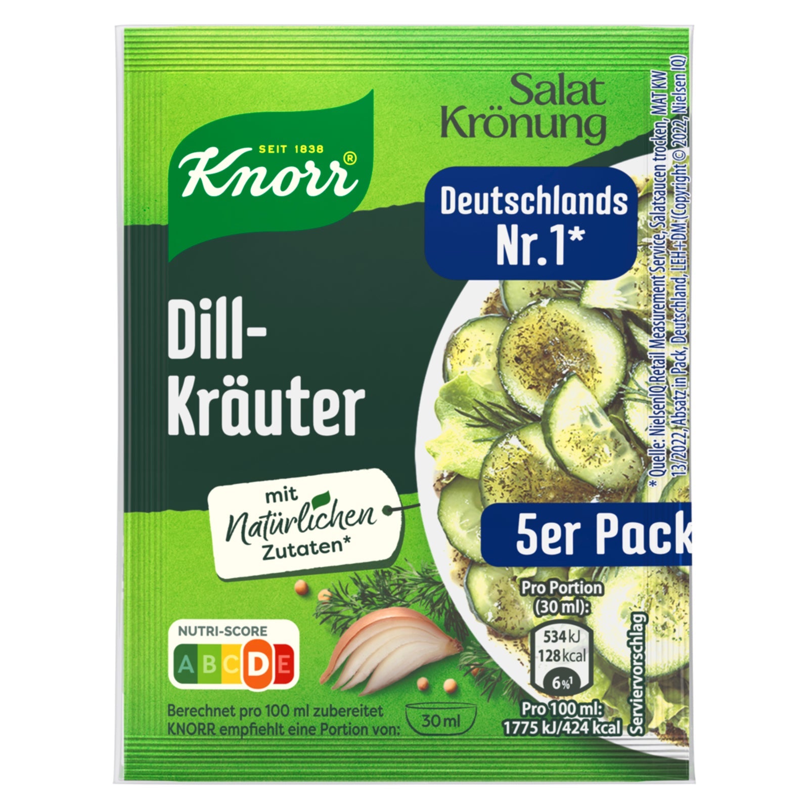 Knorr Salatkrönung Dill Kräuter Dressing für ein leckeres Salatdressing mit natürlichen Zutaten 5er-Pack