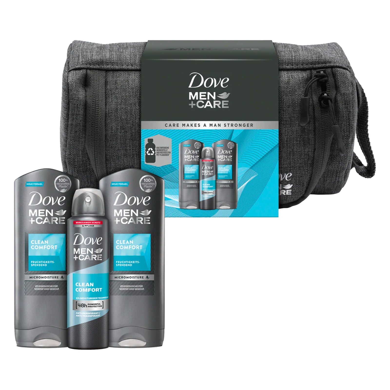 Dove Men+Care Geschenkset Clean Comfort Duschgel und Deo mit Kulturtasche